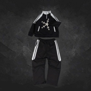 Sweat-shirts et pantalons de survêtement personnalisés avec logo brodé, survêtement ample, streetwear, ensemble de jogging, survêtement patchwork pour hommes - Product Image 4