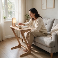 Table d'appoint en bambou en forme de Z, table d'appoint portable, support pour ordinateur portable, table de chevet, table à café pour salon, chambre à coucher
