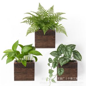 Square Flower <b>Pot</b> <b>Stand</b> 4x4x3.5 Inch Wooden Desktop Planter For Indoor Plants Greenery Decor - Product Image 2