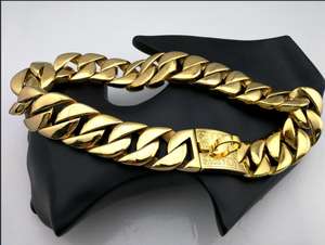 Épais Chien Cubain Logo Personnalisé 316 En acier inoxydable Collier De Chien 25mm/32mm Large Pitbull Luxe Cubain Chaîne de Chien Produits Pour Animaux de compagnie - Product Image 5