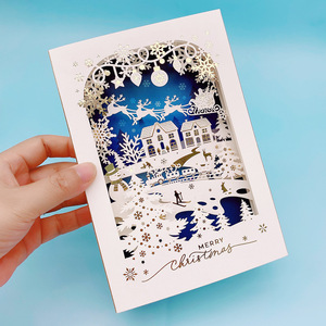 Tarjetas de Navidad 3D con Corte Láser, Tarjetas de Felicitación Pop-up de Papel Calado con Sobre para Familiares y Amigos, Venta al Por Mayor - Product Image 3