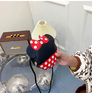 Nuova <span class=keywords><strong>Borsa</strong></span> a Tracolla Rotonda Mini di <span class=keywords><strong>Minnie</strong></span> Mouse, Portamonete Multifunzionale in PU con Cerniera per Ragazze, Moda Piccola 11x10x5cm - Product Image 2