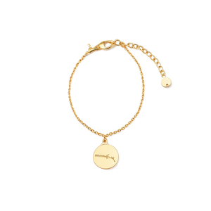 Pulsera de Acero Inoxidable Color Dorado con Colgante Redondo y Cadena Ajustable para Mujer, Estilo Minimalista para Uso Diario - Product Image 3