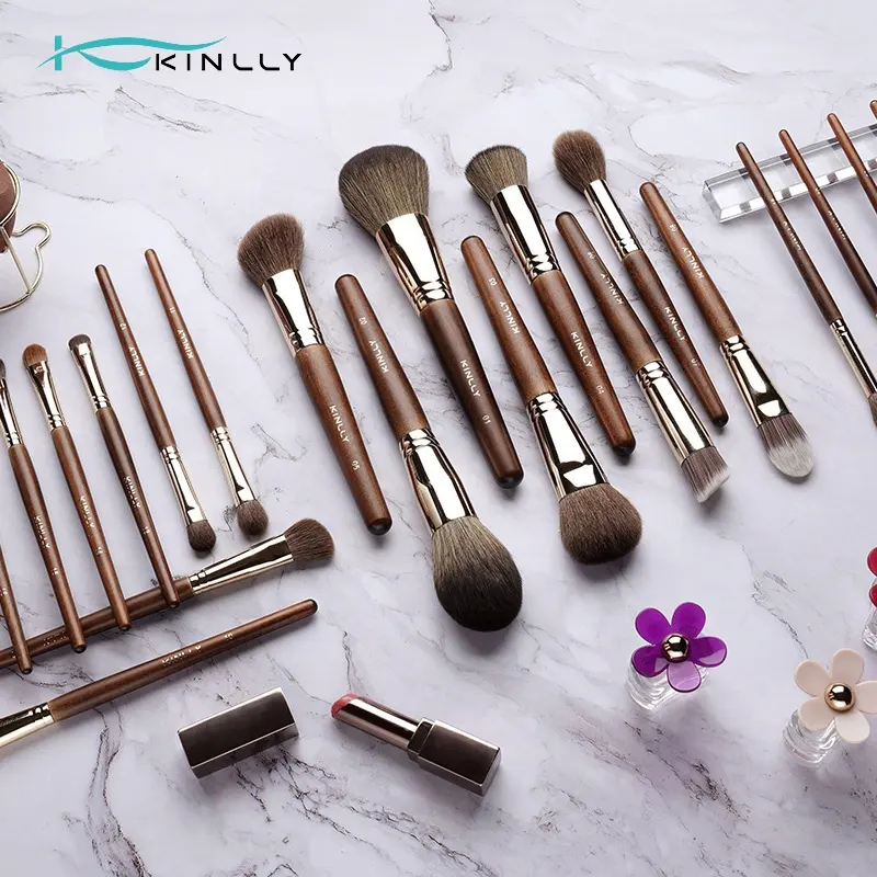 New Arrival Cosmetics Tool 22 Pcs natural Hair Wooden Handle Make Up High Quality low price Makeup Brushes set