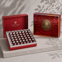 Boîte rigide personnalisée rouge avec couvercle, emballage en papier gaufré pour coffret cadeau de flacon de liquide oral