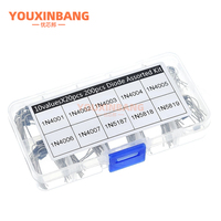 Kit assorti de diodes redresseuses, 10 valeurs, 1N4001, 1N4002, 1N4003, 1N4004, 1N4005, 1N4006, 1N4007, 1N5817, 1N5818, 1N5819, avec boîte, 100/200 pièces