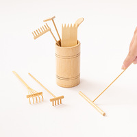 Ensemble de râteau à sable en bois de bambou créatif du fabricant Mini outils à main de jardin pour paysage sec Table à sable Peinture à pousser gratuite
