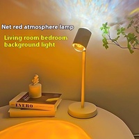 Lampu meja matahari terbenam berkepala ganda, lampu LED suasana ombak air merah jaring untuk ruang tamu kamar tidur latar belakang Studio