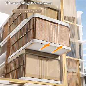 Hộ gia đình hiện đại có thể gập lại rõ ràng lưu trữ thùng tủ quần áo chia tổ chức cho quần áo quần hình chữ nhật có thể xếp chồng tủ quần áo ngăn kéo - Product Image 4