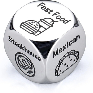 Độc quyền tùy chỉnh kim loại <span class=keywords><strong>6</strong></span> mặt quyết định thực phẩm Xúc xắc nhà sản xuất quyết định Ngày Valentine ngày đêm xúc xắc duy nhất cho người sành ăn <span class=keywords><strong>6</strong></span> mặt xúc xắc - Product Image 3