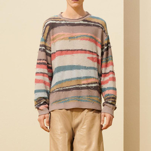 Pull en lin tricoté pour homme avec logo personnalisé, col rond, respirant et anti-rétrécissement, motifs imprimés, styles ODM/OEM - Product Image 2