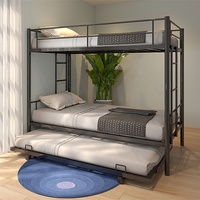 Lit double superposé moderne avec gigogne Cadre en métal noir robuste pour adultes adolescents garçons filles Lit superposé moderne élégant Utilisation dans la chambre à coucher