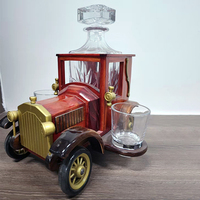 Decantador con Forma de Coche Clásico Vintage, Botella de Vidrio de Borosilicato de Alta Calidad para Almacenar Whisky y Vino, con Vasos a Juego