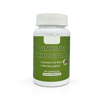 Capsules HDK Premium Ginseng Rhodiola - Boost d'énergie, soulagement du stress, soutien immunitaire et concentration mentale - Complément à base d'herbes adaptogènes