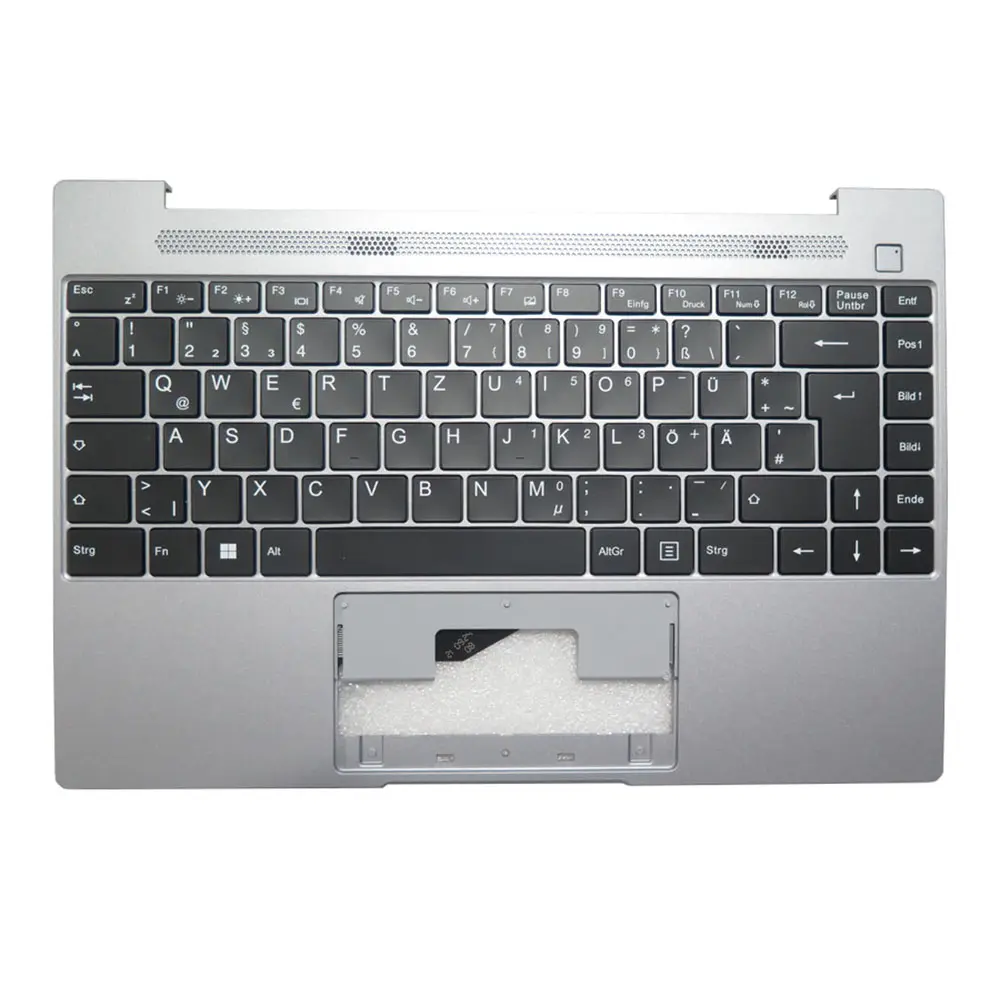 مسند اليد ولوحة مفاتيح للكمبيوتر المحمول MEDION AKOYA E14307 MD61962 MD62062 MD61974 غلاف علوي رمادي لوحة مفاتيح ألماني لون أسود
