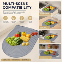 Tapis de séchage en silicone auto-drainant, design incliné, écoule l'eau rapidement vers l'évier, séchage rapide, tapis de comptoir de cuisine, qualité alimentaire, passe au lave-vaisselle