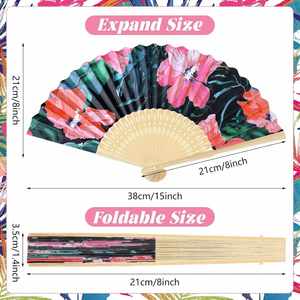 Customized Hawaiian Luau Wedding <b>Party</b> Supplies Havana Nights Hibiscus <b>Tropical</b> Folding Cuban Hand Held Fans - Product Image 2