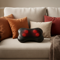 Masseur électrique chauffant pour le cou et le corps, coussin ergonomique réglable à pétrissage pour soulager la douleur, oreiller de massage rechargeable en velours doux