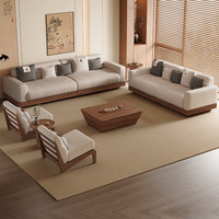 Ensemble de canapés en bois massif de style nordique moderne pour salon, ensemble de canapés de détente rembourrés, ensemble de canapés en tissu de luxe, ensemble de meubles