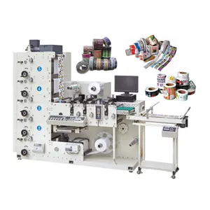 Full Automatic 2 3 4 6 color paper cup label printer UV Plastic Adhesive flexo printing slotting die cutting machine price