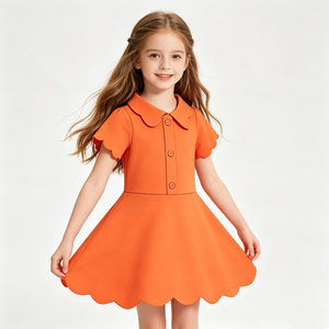 Abito Estivo per Bambine di Alta Qualità, Vestito con Colletto a Polo e Orlo Smerlato per Uso Quotidiano - Product Image 4