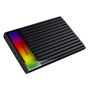 Shuole chất lượng tốt xách tay 2.5inch usb3.2 HDD bao vây để SATA bên ngoài ổ đĩa cứng Mang trường hợp HDD Trường hợp với RGB ánh sáng