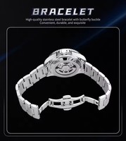 Montres de plongée pour hommes FORSINING, répliques de luxe, bracelet en acier inoxydable, montre mécanique squelette, montre sport avec phase lunaire