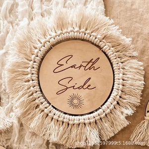 Macrame personalizado hecho a mano Hello World madera bebé hito discos tarjetas para accesorios de fotos de bebé - Product Image 3
