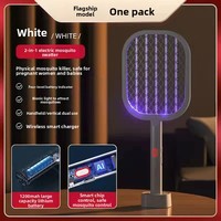 Tueur de moustiques électrique double fonction 2 en 1, raquette électrique et piège LED, rechargeable par USB, pour usage domestique en intérieur