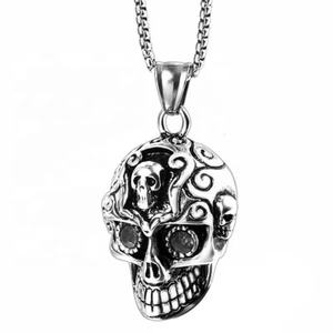 Collares con Colgantes de Fantasma para Hombre, Acero Inoxidable 316L, Acero Titanio, Accesorios de Hip Hop para Discoteca - Product Image 1