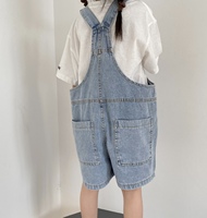 Été 95% coton short en jean coréen nouveau short en denim à bretelles fines pour enfants hommes et femmes