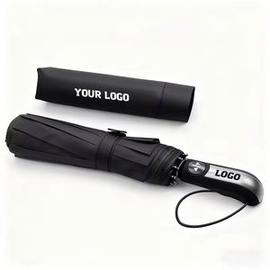 Factory Wholesale 10k Fully <b>Automatic</b> <b>Umbrella</b> UV Proof Black Coating Large Windproof 3 Folding <b>Umbrellas</b> - Product Image 1