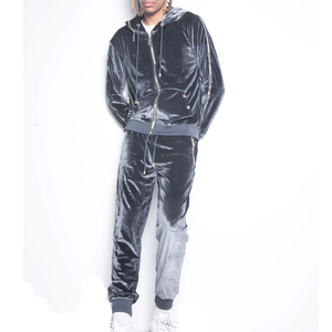 Survêtement en velours pour hommes et femmes veste de jogging pantalon de survêtement couleur personnalisée propre écologique ensemble de survêtement en velours unisexe - Product Image 1