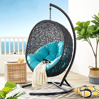 Fauteuil suspendu en rotin PE avec structure métallique pour jardin, fauteuil nid d'oiseau, taille personnalisée, chaise œuf suspendue d'extérieur, vente en gros