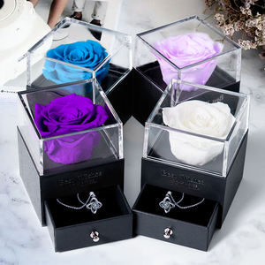 AYOYO Día de San Valentín Decoraciones Rosas Caja de regalo de joyería Flor preservada Caja de joyería de acrílico Caja de regalo de Rosa eterna - Product Image 3