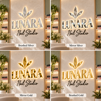 Enseigne lumineuse 3D personnalisée en aluminium doré pour salon, studio, magasin, bureau, décoration professionnelle, faible MOQ