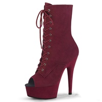Bottines en daim à talon de 15 cm pour femmes avec semelle extérieure en ABS, toutes saisons, amorti extérieur, antidérapantes, fermeture à lacets