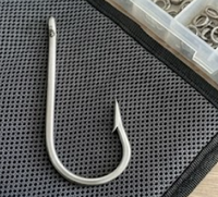Hameçons en acier inoxydable MF 7731 6/0-16/0, grande plaque dorée pour la pêche en eau salée et la pêche à la perche - Robustes et durables