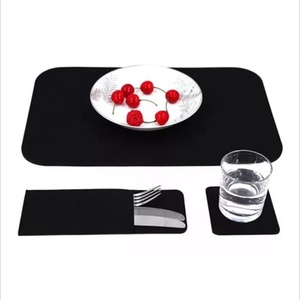 Custom Bohemian Felt <b>Table</b> <b>Coasters</b> and Placemats Washable Cloth with Personalized Leather Logo Kitchen <b>Table</b> - Product Image 2
