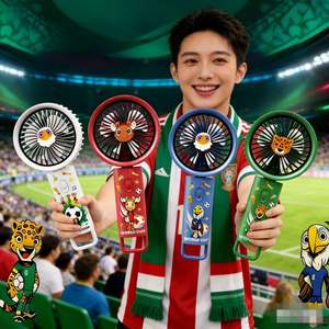 Ventilateur portable pour la Coupe du Monde de Football 2026, rechargeable par USB, petit ventilateur pliable à 3 vitesses avec base à boucle de suspension - Product Image 4