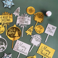 Arbre de Noël en acrylique Candy Cane Snowflake Elk Décoration pour gâteaux Décoration de Noël pour décorations de gâteaux de Noël