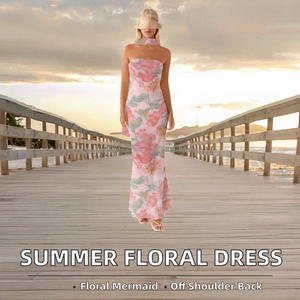 Nuevo Vestido Maxi de Verano para Mujer, Sexy, Ajustado, Estilo Sirena, Floral, con Cuello Halter, Espalda Descubierta, Casual, Elegante, para Diario, Fiestas, Vacaciones - Product Image 2