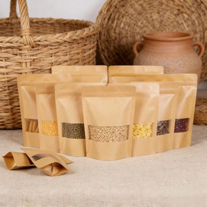 Bolsa de Papel Kraft Personalizada, Bolsa con Cierre y Ventana, para Alimentos, Polvo de Nueces, Té, Fideos de Arroz, Bolsa de Empaque para Alimentos de Varias Capacidades - Product Image 4