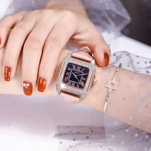 Nouveau GUOU 8215 dames montres <span class=keywords><strong>montre</strong></span> <span class=keywords><strong>en</strong></span> <span class=keywords><strong>or</strong></span> Rose cristal cuir horloge femmes diamant montres - Product Image 4