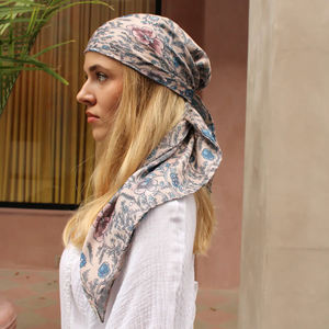 Cheveux couvrant cravate dos tête écharpe enveloppes Floral tête écharpe imprimé barre carré tête écharpe avec bande élastique - Product Image 4