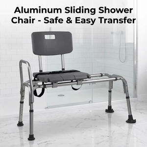 Silla de Ducha Deslizante de Aluminio <span class=keywords><strong>RUFU</strong></span> RF3401A con Reposabrazos Giratorios, Altura Ajustable, Acabado Mate, Capacidad de 150 kg, Diseño Moderno - Product Image 2
