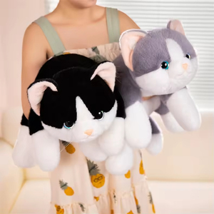 Peluche all'ingrosso a forma di gatto sdraiato, creativo e morbido, con imbottitura in cotone PP - Product Image 3