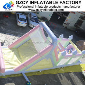 บ้านเป่าลม PVC สีขาวเล่นน้ำกลางแจ้งสีพาสเทลบ้านเด้งพร้อมสไลเดอร์สำหรับงานปาร์ตี้ - Product Image 3