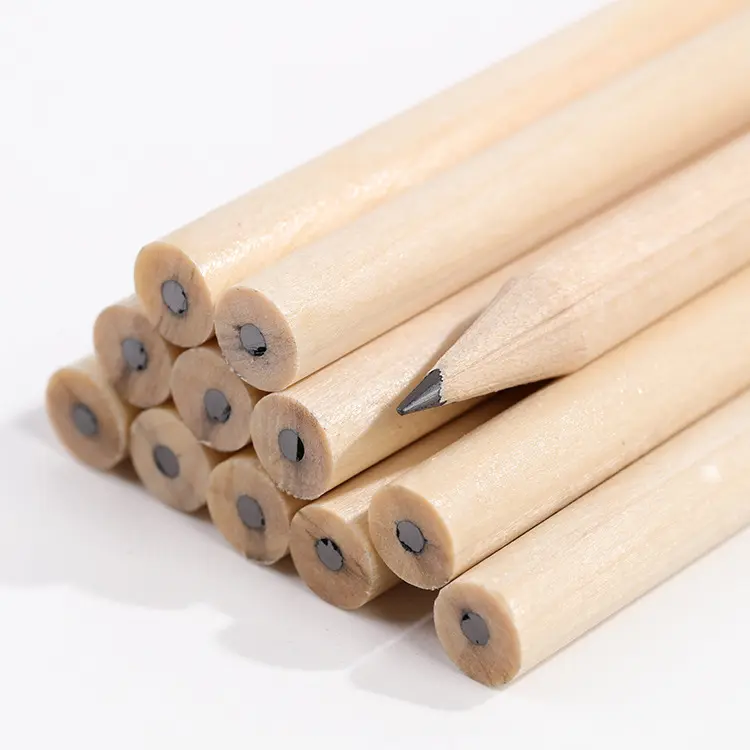 Factory wholesale natural color wood pencil environmental protection bulk customized round pencils