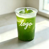 Gobelets à bulles personnalisés avec logo imprimé, jetables, avec couvercles, en plastique PET transparent, 500 ml, qualité alimentaire, pour les boutiques de bubble tea et de café.